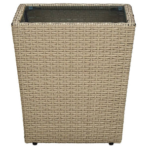 Beistelltisch Beige 41,5x41,5x44 cm Poly Rattan und Hartglas