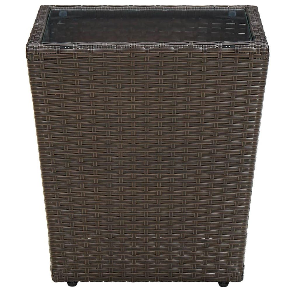 Beistelltisch Braun 41,5x41,5x44 cm Poly Rattan und Hartglas