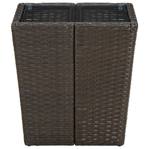 Beistelltisch Braun 41,5x41,5x44 cm Poly Rattan und Hartglas