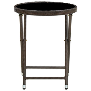 Beistelltisch Braun 60 cm Poly Rattan und Hartglas