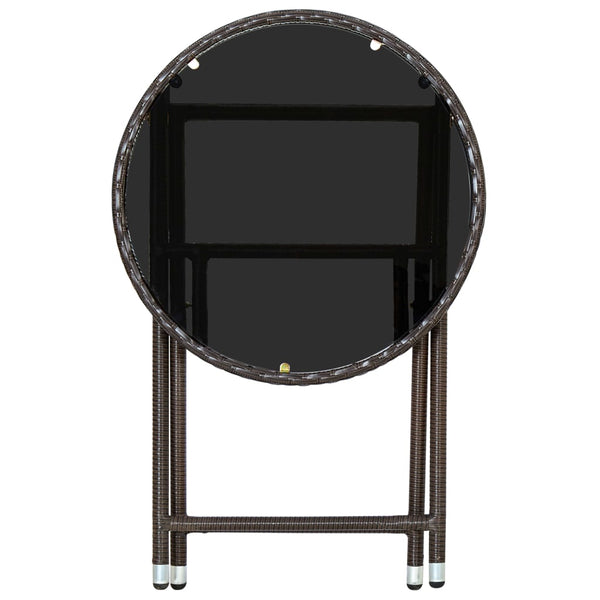 Beistelltisch Braun 60 cm Poly Rattan und Hartglas