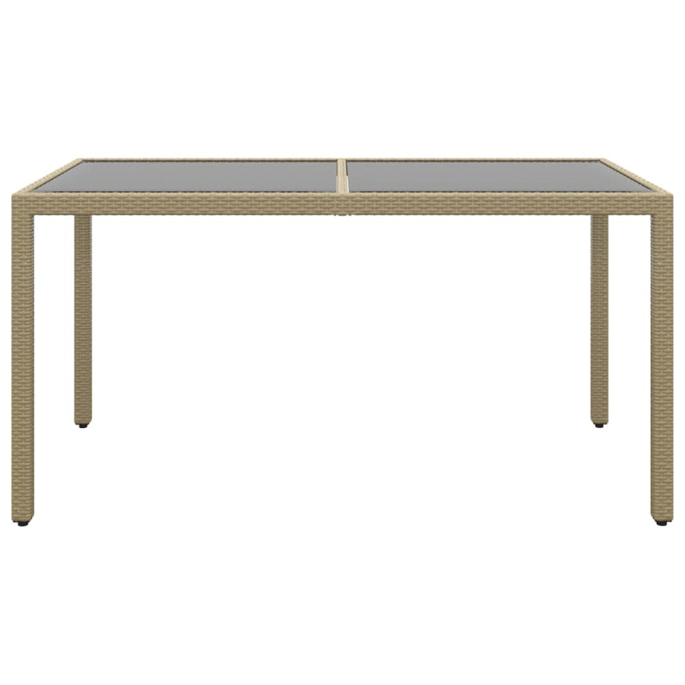 Gartentisch 150x90x75 cm Hartglas und Poly Rattan Beige