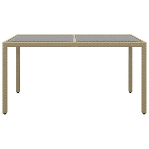 Gartentisch 150x90x75 cm Hartglas und Poly Rattan Beige