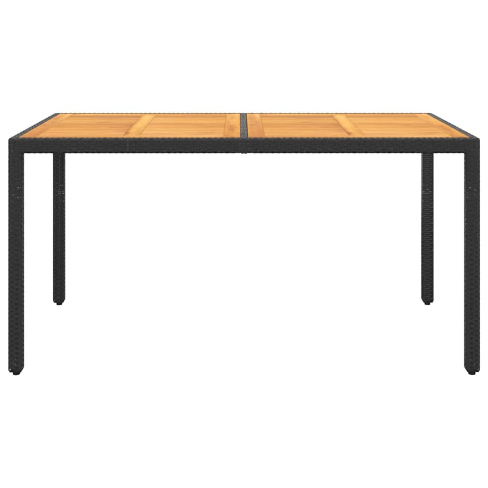 Gartentisch 150x90x75 cm Akazienholz und Poly Rattan Schwarz