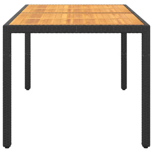 Gartentisch 150x90x75 cm Akazienholz und Poly Rattan Schwarz