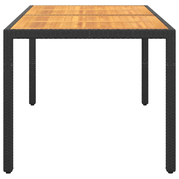 Gartentisch 150x90x75 cm Akazienholz und Poly Rattan Schwarz