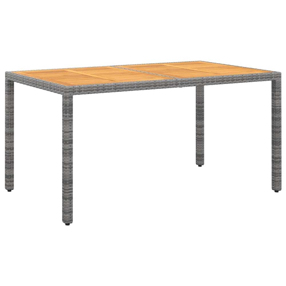 Gartentisch 150x90x75 cm Akazienholz und Poly Rattan Grau