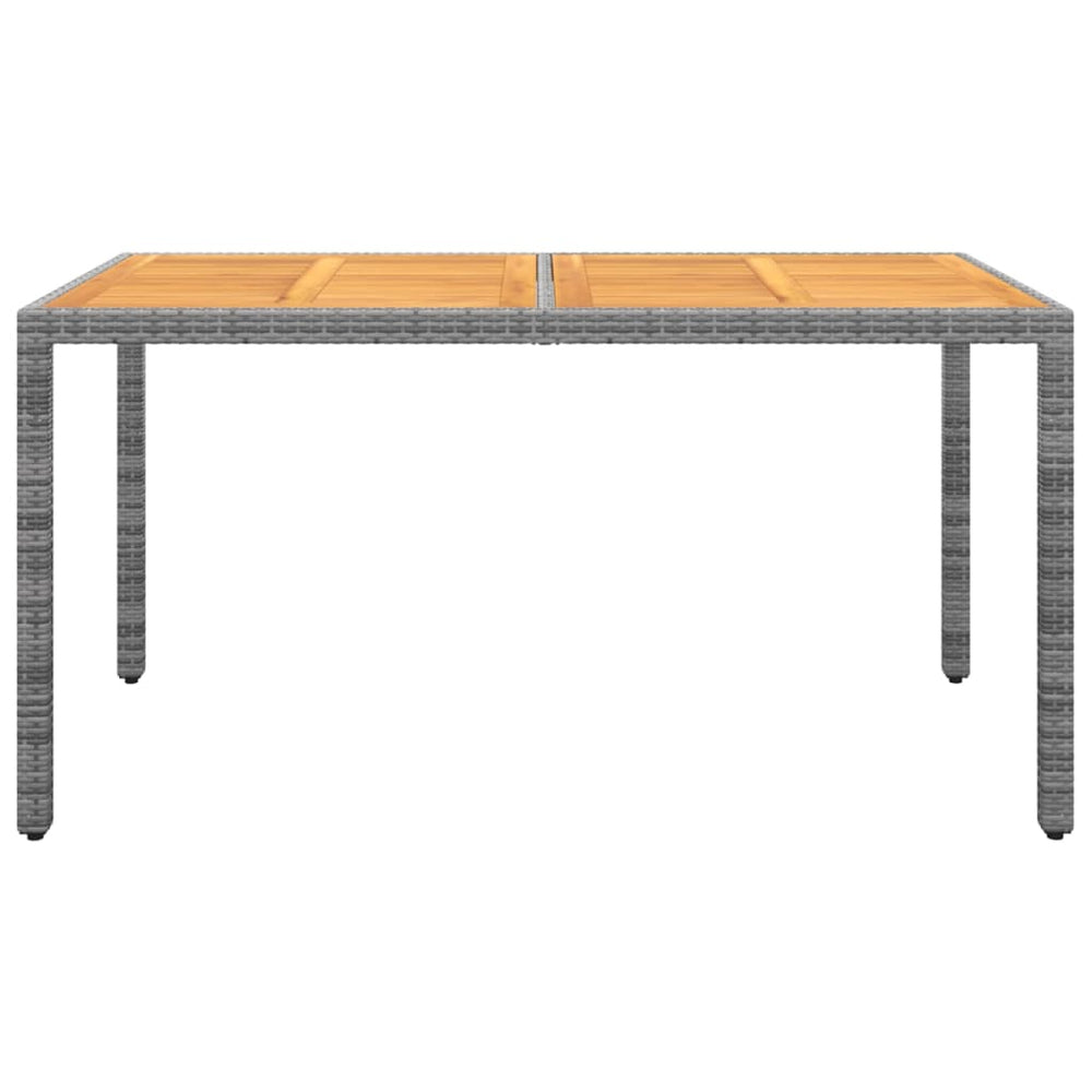 Gartentisch 150x90x75 cm Akazienholz und Poly Rattan Grau