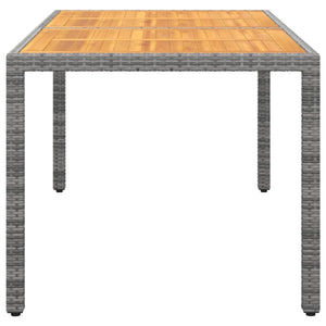 Gartentisch 150x90x75 cm Akazienholz und Poly Rattan Grau