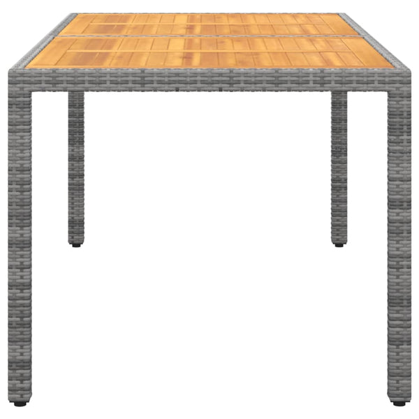 Gartentisch 150x90x75 cm Akazienholz und Poly Rattan Grau