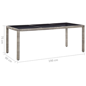 Gartentisch Grau 190x90x75 cm Poly Rattan