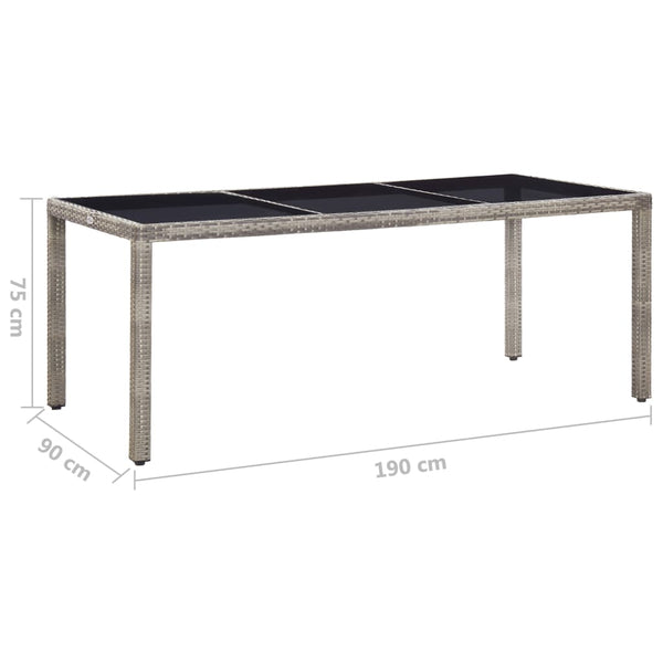 Gartentisch Grau 190x90x75 cm Poly Rattan