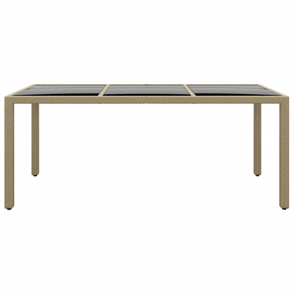 Gartentisch 190x90x75 cm Hartglas und Poly Rattan Beige