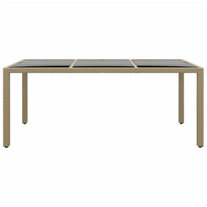 Gartentisch 190x90x75 cm Hartglas und Poly Rattan Beige