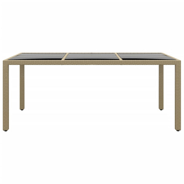 Gartentisch 190x90x75 cm Hartglas und Poly Rattan Beige