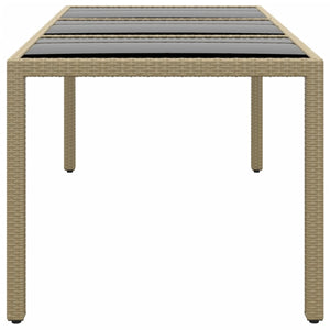 Gartentisch 190x90x75 cm Hartglas und Poly Rattan Beige