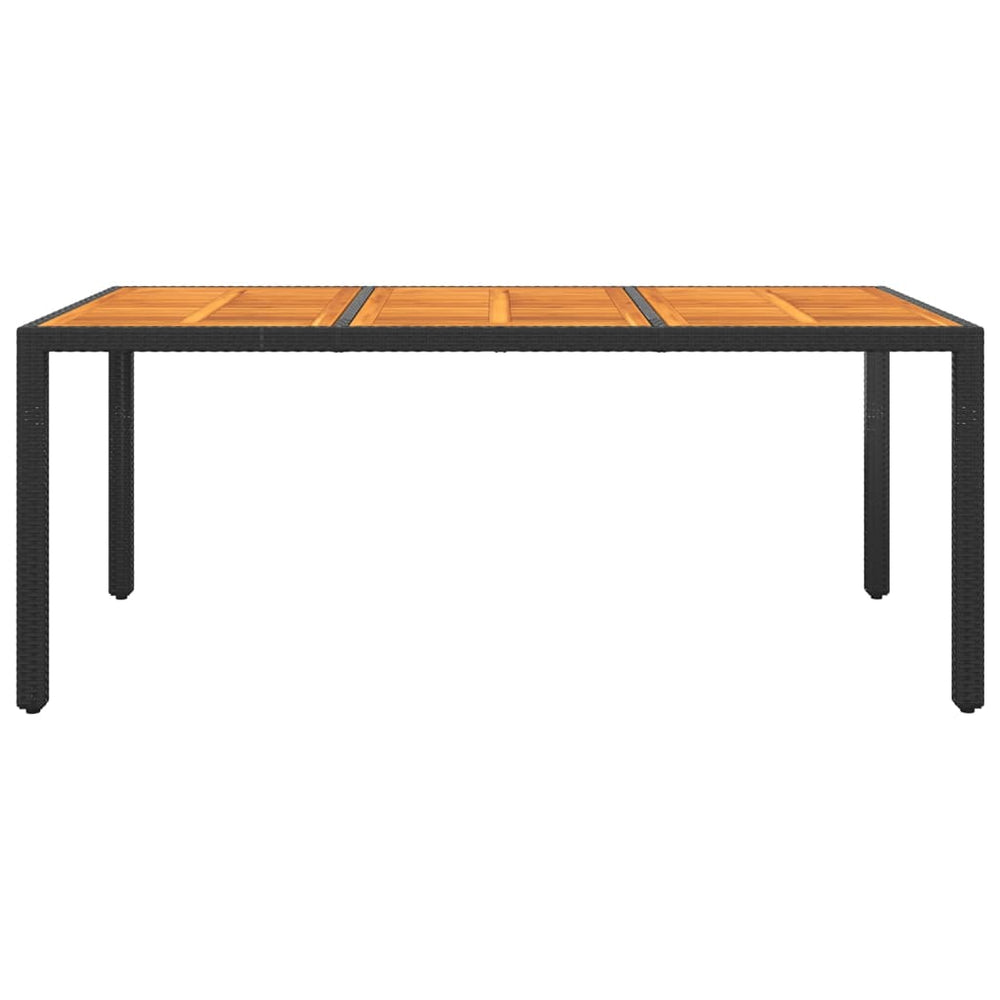 Gartentisch 190x90x75 cm Akazienholz und Poly Rattan Schwarz