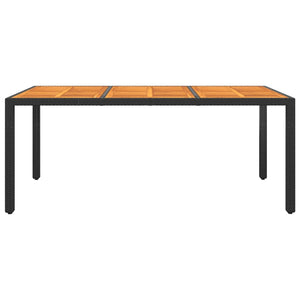 Gartentisch 190x90x75 cm Akazienholz und Poly Rattan Schwarz