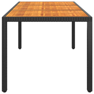 Gartentisch 190x90x75 cm Akazienholz und Poly Rattan Schwarz