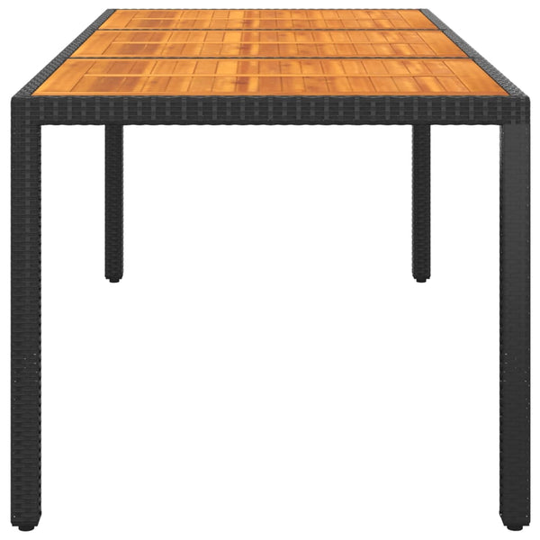 Gartentisch 190x90x75 cm Akazienholz und Poly Rattan Schwarz