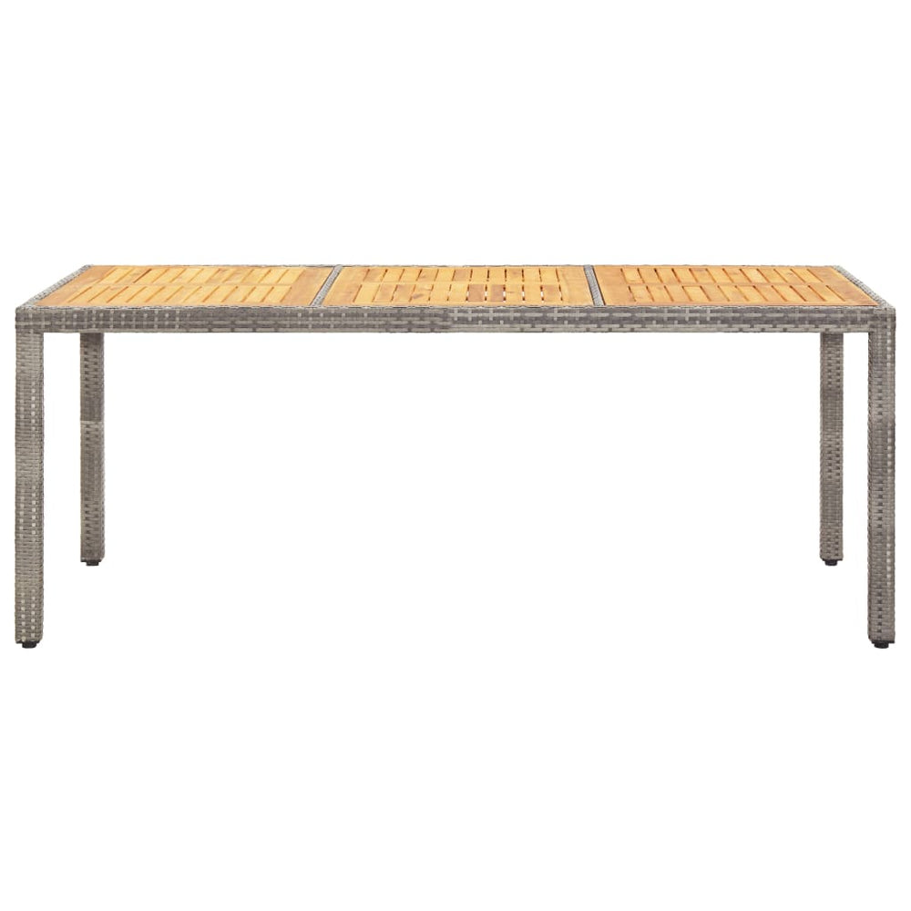Gartentisch Grau 190x90x75 cm Poly Rattan und Akazienholz
