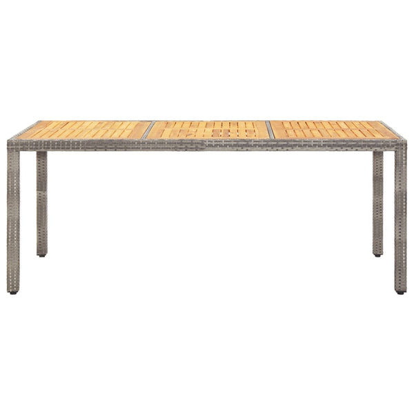 Gartentisch Grau 190x90x75 cm Poly Rattan und Akazienholz