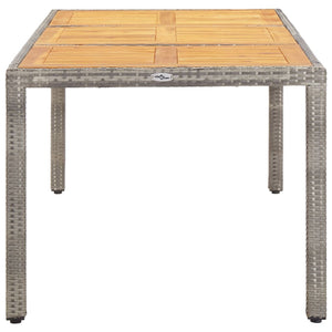 Gartentisch Grau 190x90x75 cm Poly Rattan und Akazienholz