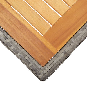 Gartentisch Grau 190x90x75 cm Poly Rattan und Akazienholz