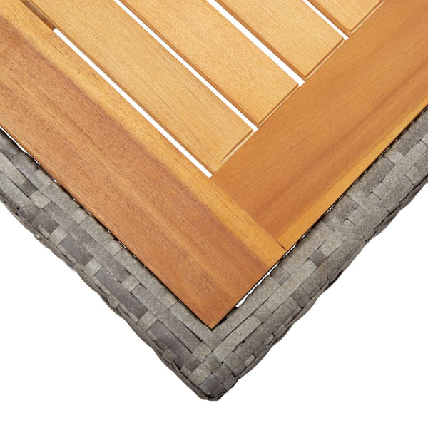Gartentisch Grau 190x90x75 cm Poly Rattan und Akazienholz