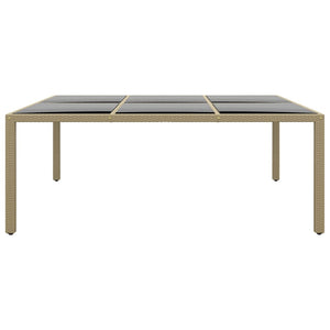 Gartentisch 200x150x75 cm Hartglas und Poly Rattan Beige