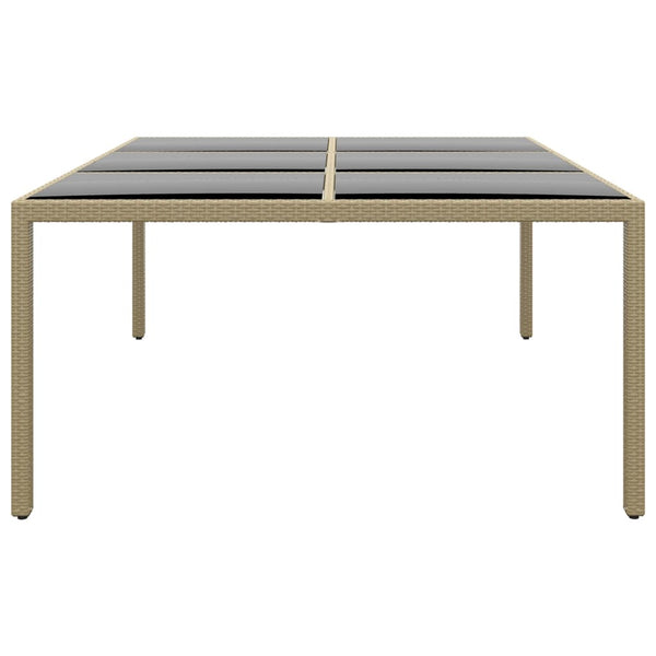 Gartentisch 200x150x75 cm Hartglas und Poly Rattan Beige