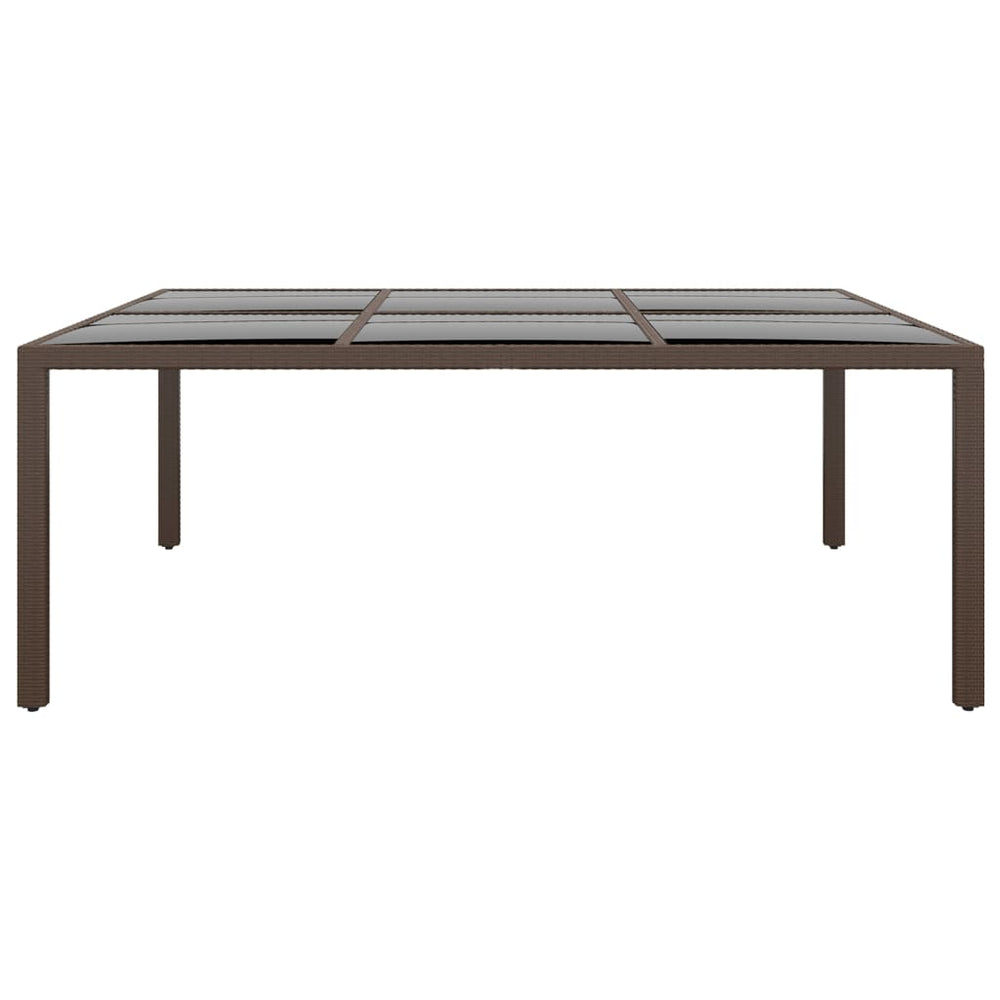 Gartentisch mit Glasplatte Braun 200x150x75 cm Rattan