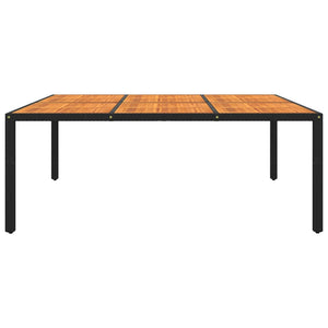 Gartentisch 200x150x75 cm Akazienholz und Poly Rattan Schwarz