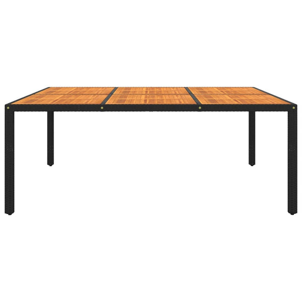 Gartentisch 200x150x75 cm Akazienholz und Poly Rattan Schwarz