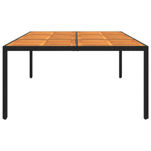Gartentisch 200x150x75 cm Akazienholz und Poly Rattan Schwarz