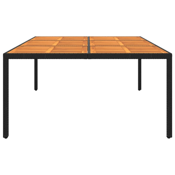 Gartentisch 200x150x75 cm Akazienholz und Poly Rattan Schwarz