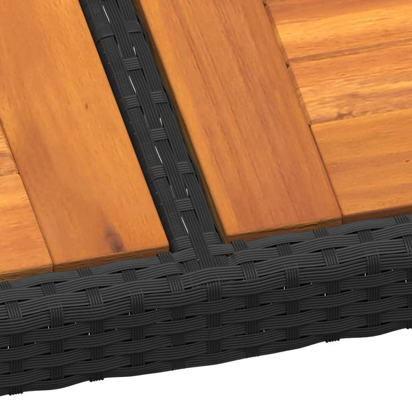 Gartentisch 200x150x75 cm Akazienholz und Poly Rattan Schwarz