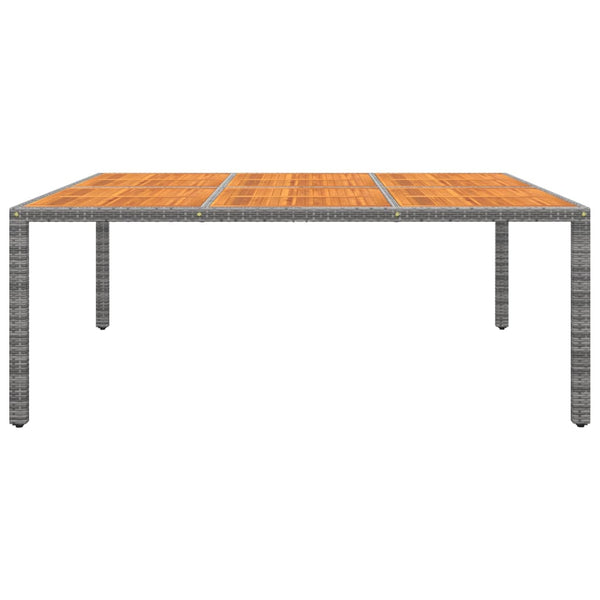 Gartentisch 200x150x75 cm Akazienholz und Poly Rattan Grau