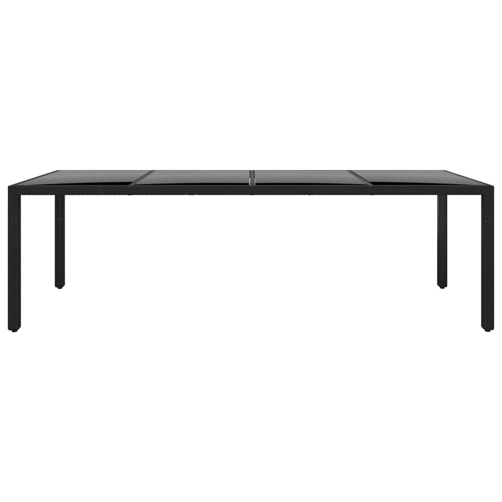 Gartentisch 250x100x75 cm Hartglas und Poly Rattan Schwarz