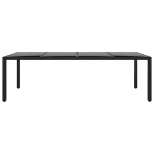 Gartentisch 250x100x75 cm Hartglas und Poly Rattan Schwarz