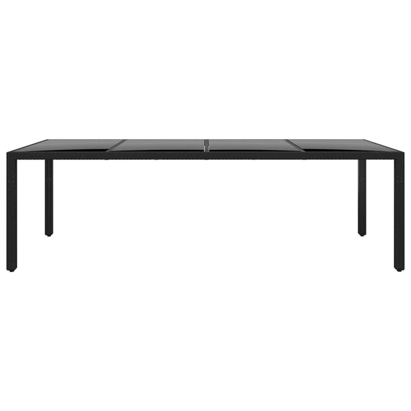 Gartentisch 250x100x75 cm Hartglas und Poly Rattan Schwarz