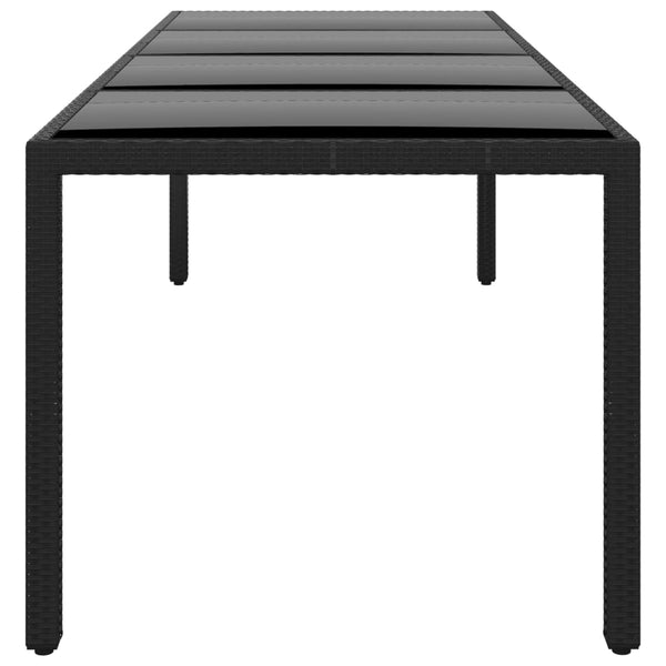 Gartentisch 250x100x75 cm Hartglas und Poly Rattan Schwarz