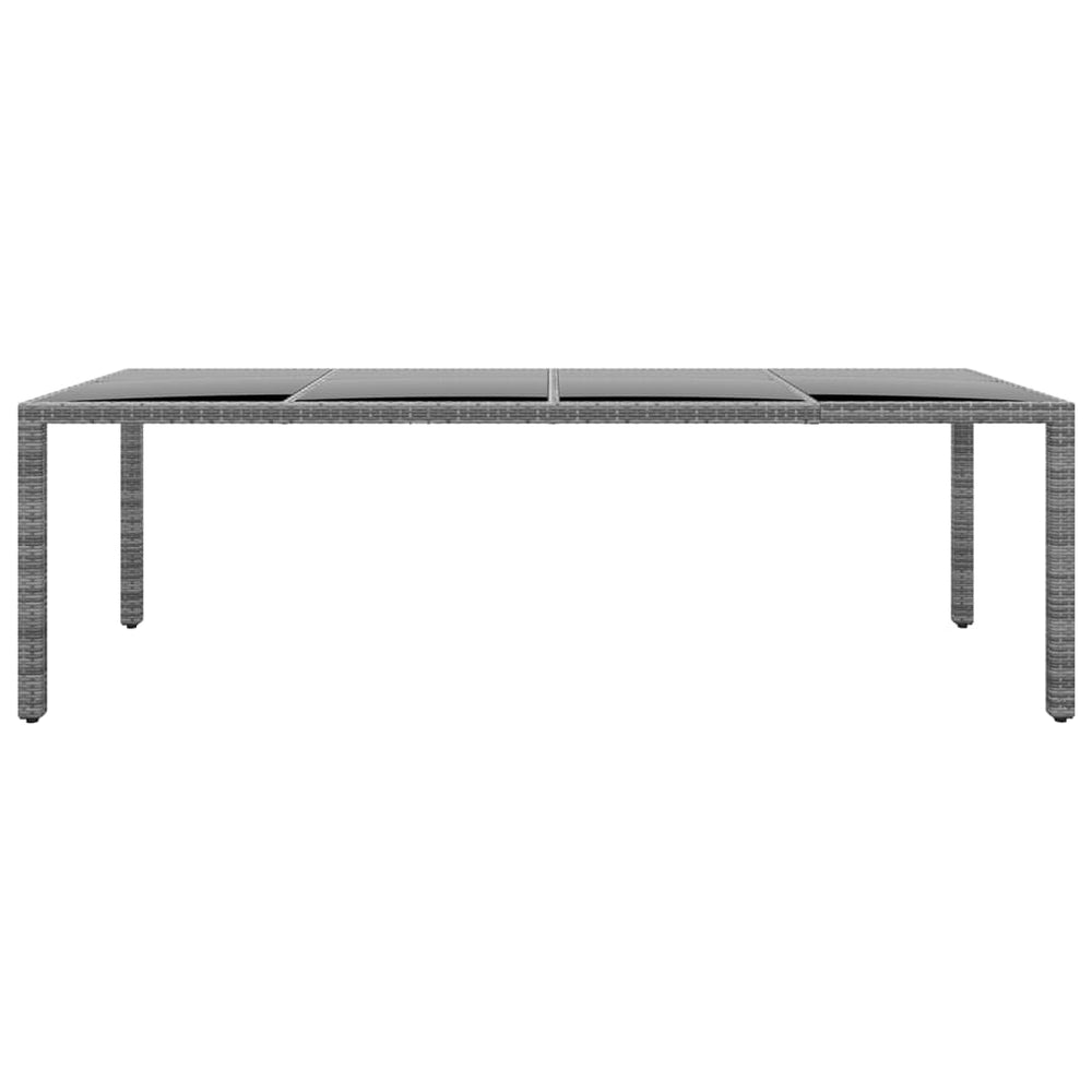 Gartentisch 250x100x75 cm Hartglas und Poly Rattan Grau
