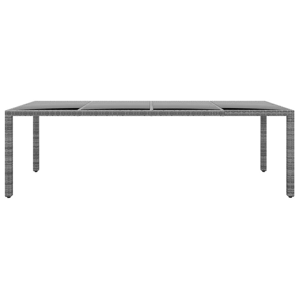 Gartentisch 250x100x75 cm Hartglas und Poly Rattan Grau