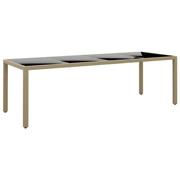 Gartentisch mit Glasplatte Beige Poly Rattan