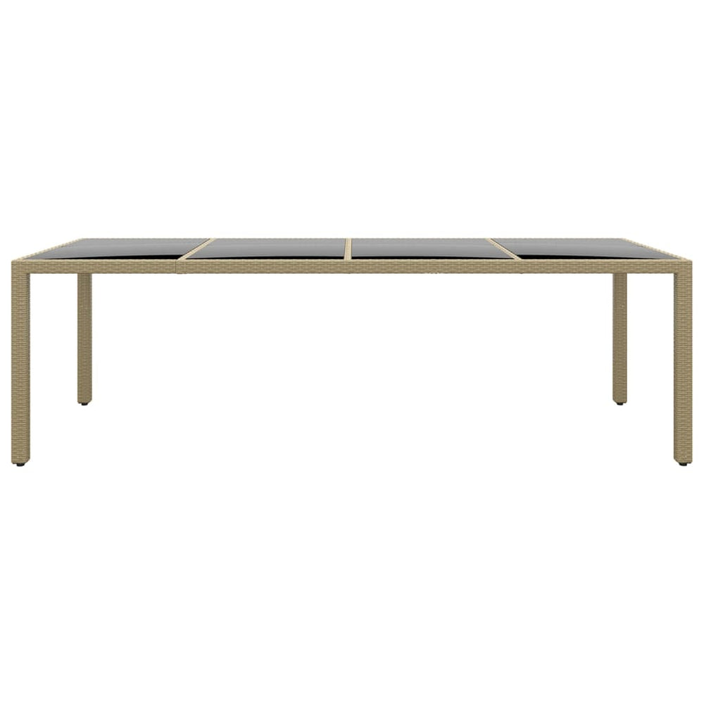Gartentisch mit Glasplatte Beige Poly Rattan