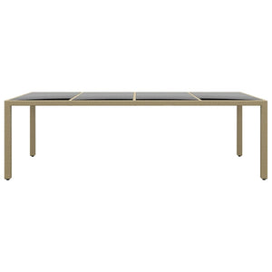 Gartentisch mit Glasplatte Beige Poly Rattan