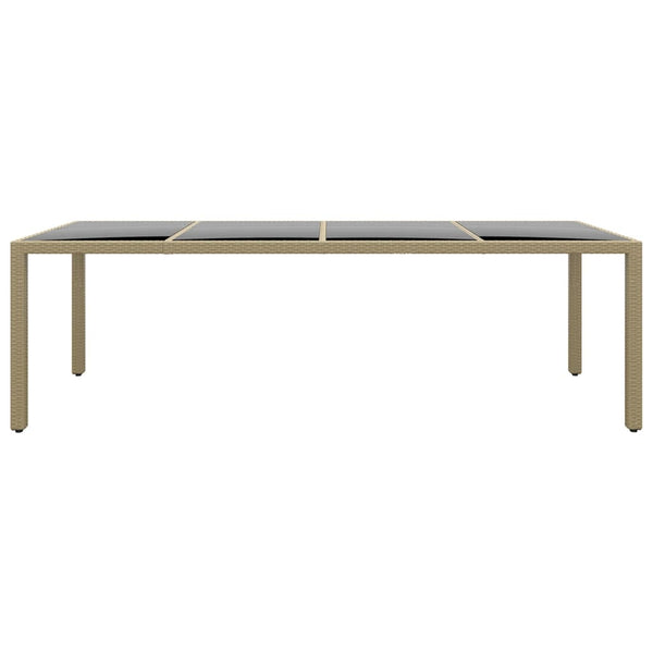 Gartentisch mit Glasplatte Beige Poly Rattan