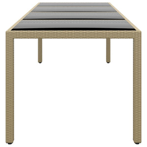 Gartentisch mit Glasplatte Beige Poly Rattan