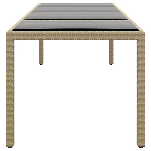 Gartentisch mit Glasplatte Beige Poly Rattan